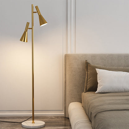 Dual-Head Adjustable Black Floor Lamp