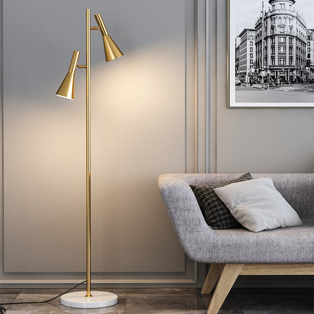 Dual-Head Adjustable Black Floor Lamp