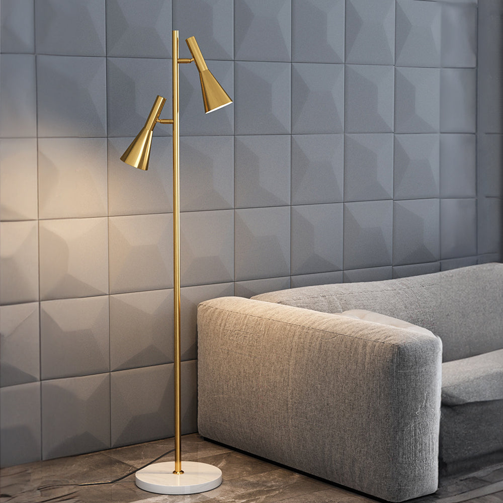 Dual-Head Adjustable Black Floor Lamp