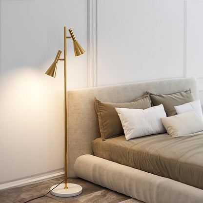 Dual-Head Adjustable Black Floor Lamp