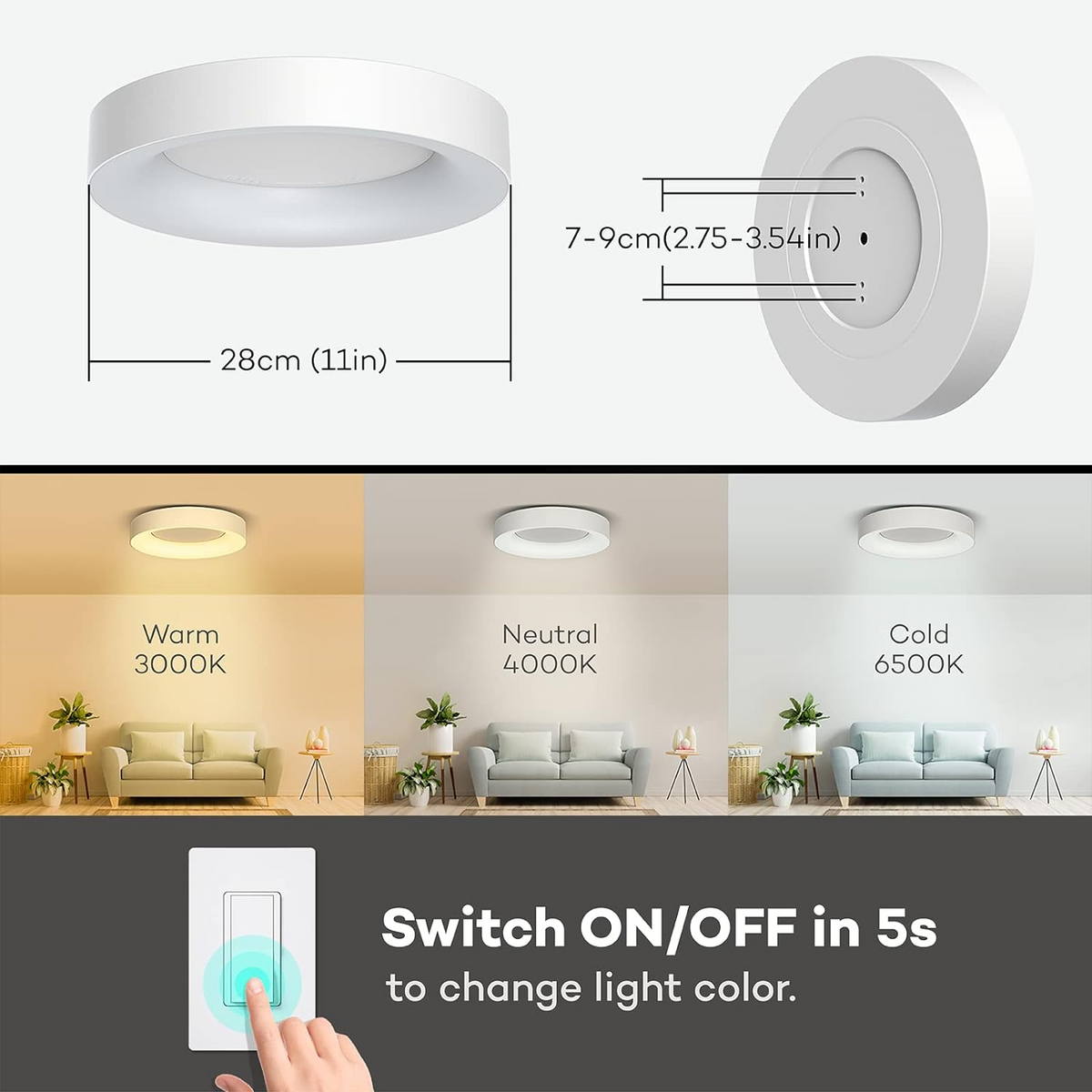 Minimalist LED Flush Mount Ceiling Light