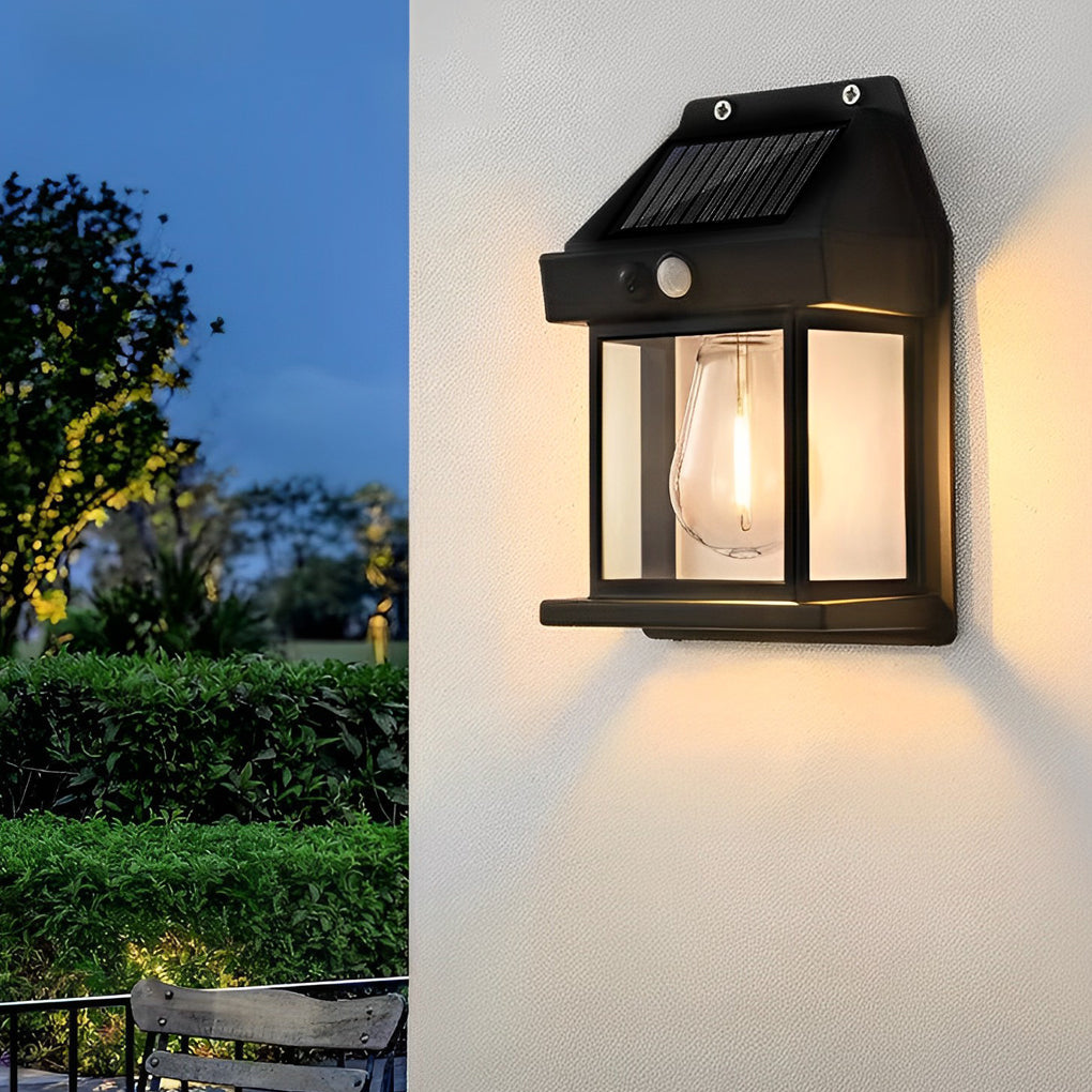 Tungsten Bulb Solar Wall Lanterns Dusk to Dawn Motion Senor Lighting | Kalsten