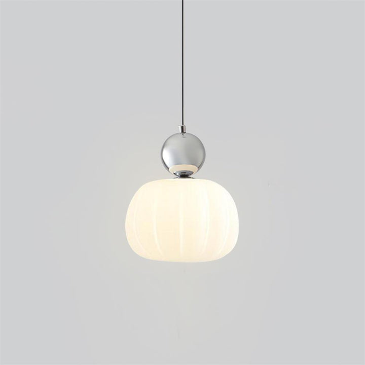 Pendant Light Acrylic Pumpkin Shade 5.5 in White Dining Room Bedroom Hanging Ceiling Fixture Adjustable Cord | Kalsten