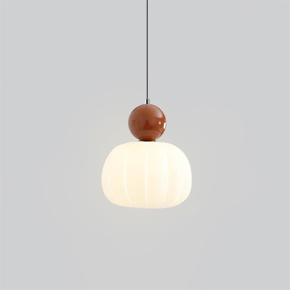 Pendant Light Acrylic Pumpkin Shade 5.5 in White Dining Room Bedroom Hanging Ceiling Fixture Adjustable Cord | Kalsten
