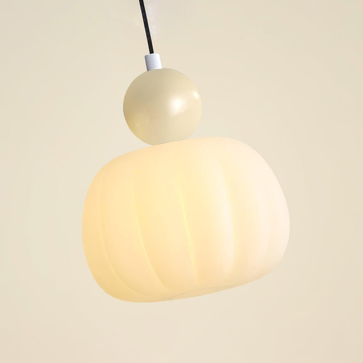Pendant Light Acrylic Pumpkin Shade 5.5 in White Dining Room Bedroom Hanging Ceiling Fixture Adjustable Cord | Kalsten