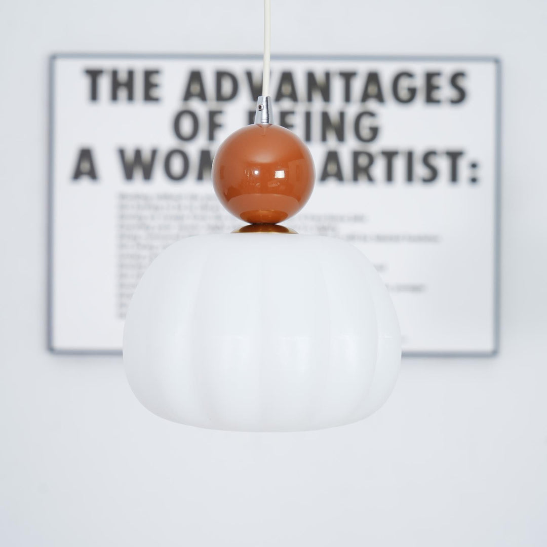Pendant Light Acrylic Pumpkin Shade 5.5 in White Dining Room Bedroom Hanging Ceiling Fixture Adjustable Cord | Kalsten