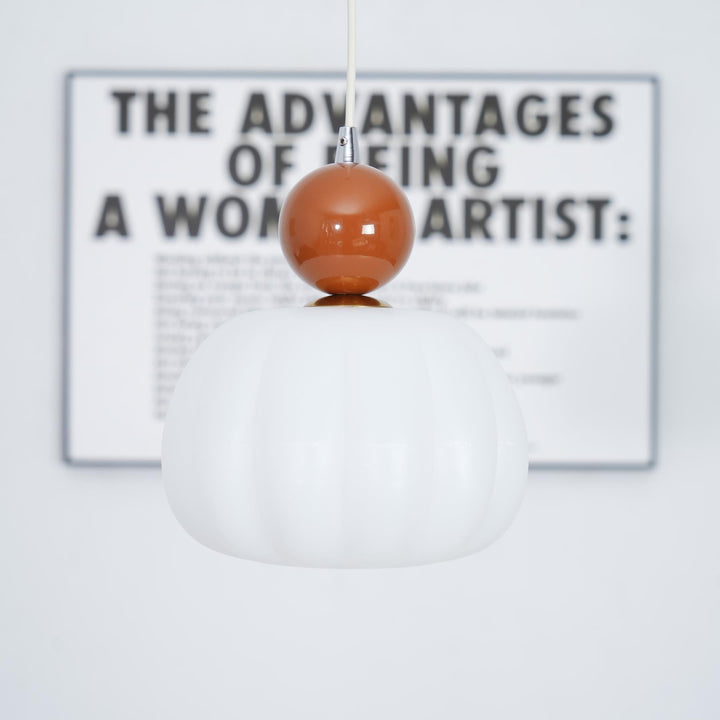 Pendant Light Acrylic Pumpkin Shade 5.5 in White Dining Room Bedroom Hanging Ceiling Fixture Adjustable Cord | Kalsten
