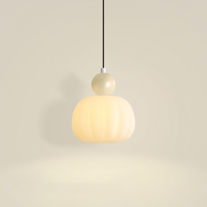 Pendant Light Acrylic Pumpkin Shade 5.5 in White Dining Room Bedroom Hanging Ceiling Fixture Adjustable Cord | Kalsten