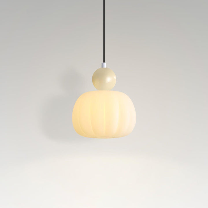 Pendant Light Acrylic Pumpkin Shade 5.5 in White Dining Room Bedroom Hanging Ceiling Fixture Adjustable Cord | Kalsten