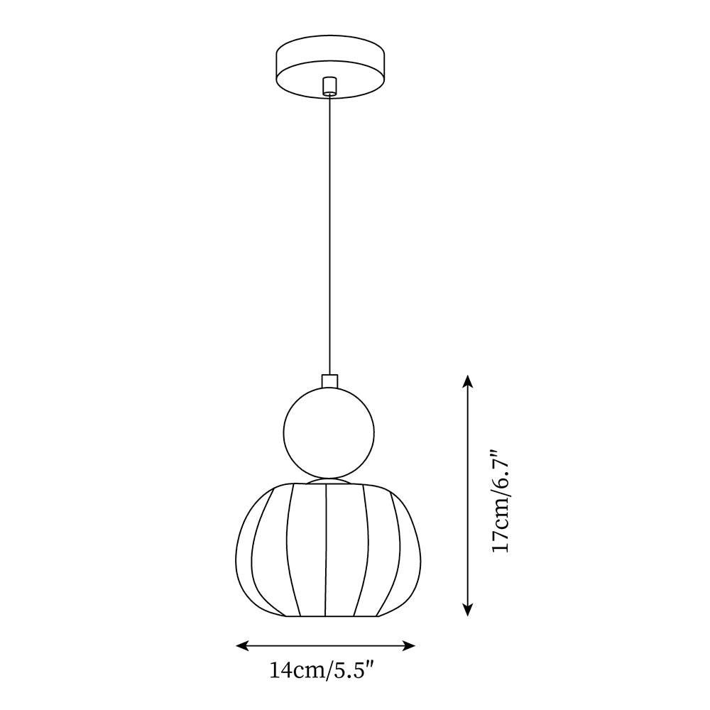 Pendant Light Acrylic Pumpkin Shade 5.5 in White Dining Room Bedroom Hanging Ceiling Fixture Adjustable Cord | Kalsten