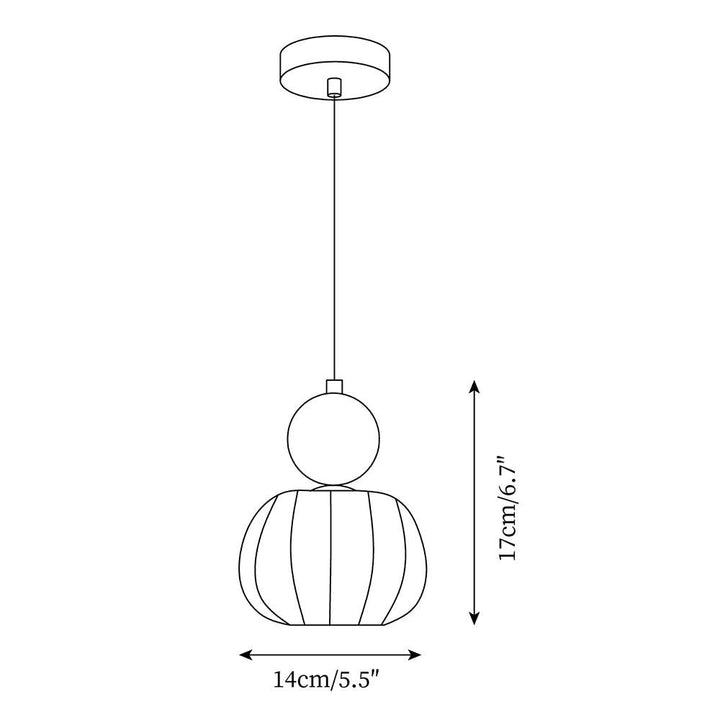 Pendant Light Acrylic Pumpkin Shade 5.5 in White Dining Room Bedroom Hanging Ceiling Fixture Adjustable Cord | Kalsten