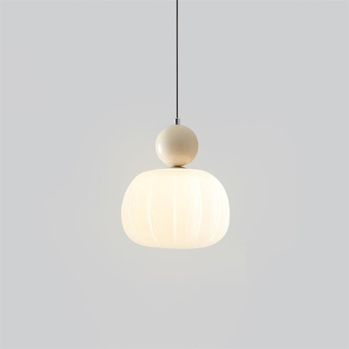Pendant Light Acrylic Pumpkin Shade 5.5 in White Dining Room Bedroom Hanging Ceiling Fixture Adjustable Cord | Kalsten
