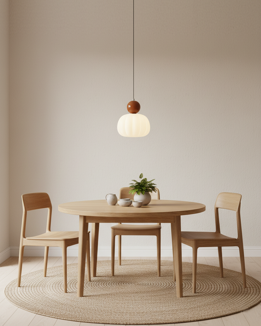 Pendant Light Acrylic Pumpkin Shade 5.5 in White Dining Room Bedroom Hanging Ceiling Fixture Adjustable Cord | Kalsten