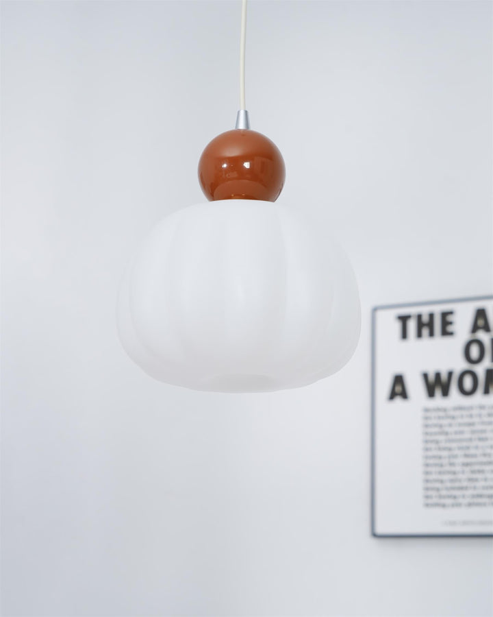 Pendant Light Acrylic Pumpkin Shade 5.5 in White Dining Room Bedroom Hanging Ceiling Fixture Adjustable Cord | Kalsten