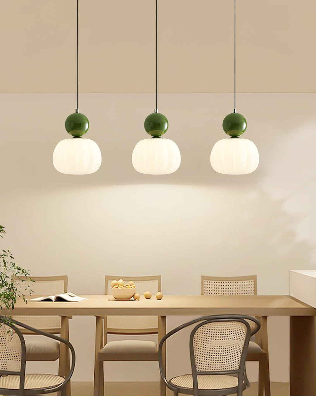 Pendant Light Acrylic Pumpkin Shade 5.5 in White Dining Room Bedroom Hanging Ceiling Fixture Adjustable Cord | Kalsten