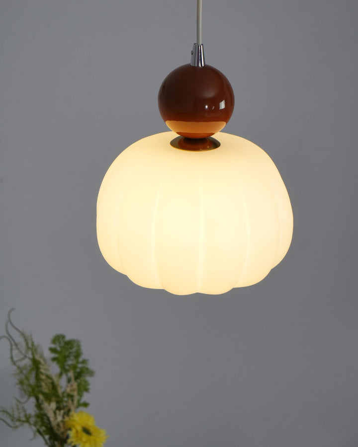 Pendant Light Acrylic Pumpkin Shade 5.5 in White Dining Room Bedroom Hanging Ceiling Fixture Adjustable Cord | Kalsten