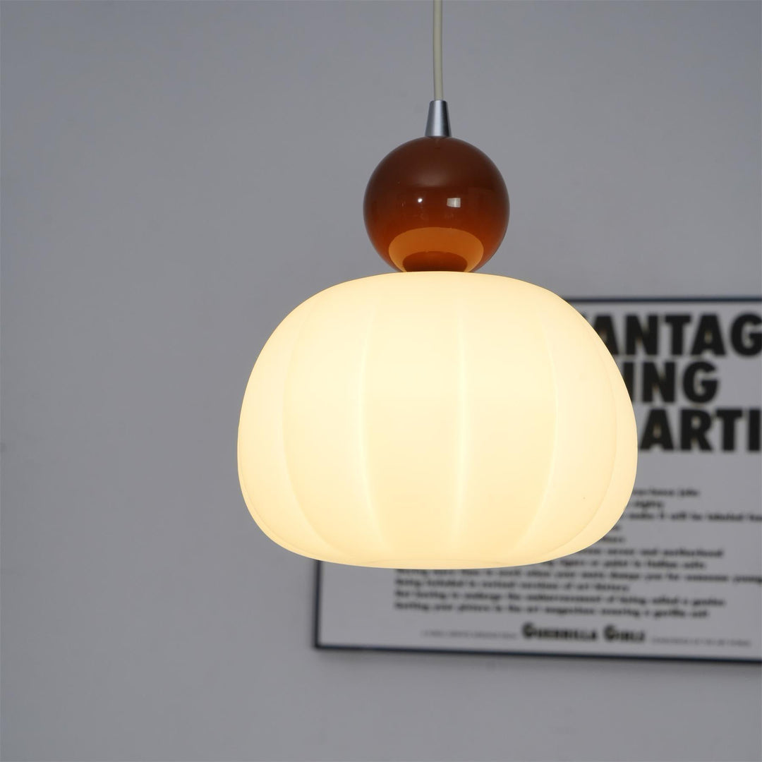 Pendant Light Acrylic Pumpkin Shade 5.5 in White Dining Room Bedroom Hanging Ceiling Fixture Adjustable Cord | Kalsten