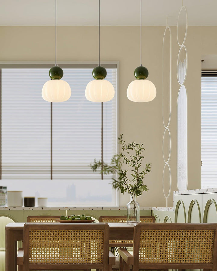 Pendant Light Acrylic Pumpkin Shade 5.5 in White Dining Room Bedroom Hanging Ceiling Fixture Adjustable Cord | Kalsten