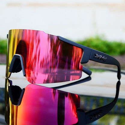 Skanto | ReflectRide Sports Sunglasses – Aerodynamic Cycling Glasses with UV Protection and Interchangeable Frame