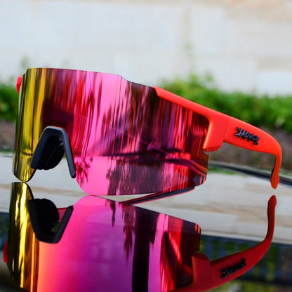 Skanto | ReflectRide Sports Sunglasses – Aerodynamic Cycling Glasses with UV Protection and Interchangeable Frame
