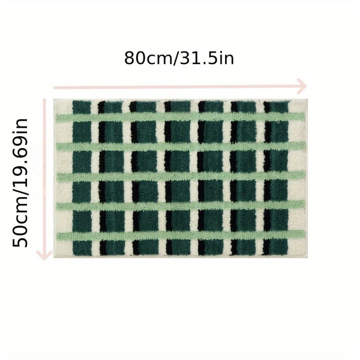 Kalsten | Moss Green Geometric Flock Bath Mat