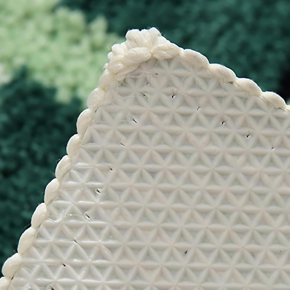 Kalsten | Moss Green Geometric Flock Bath Mat