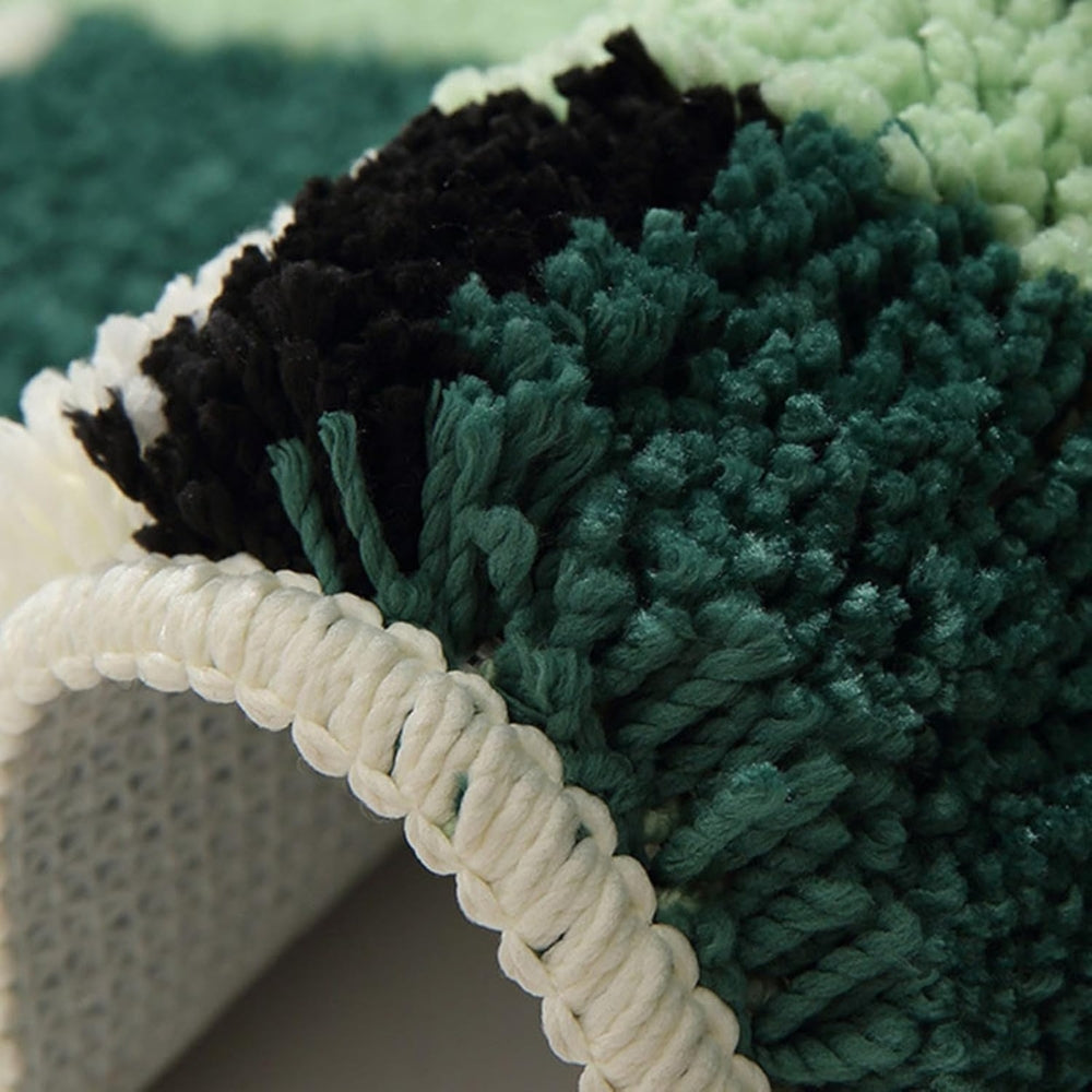 Kalsten | Moss Green Geometric Flock Bath Mat