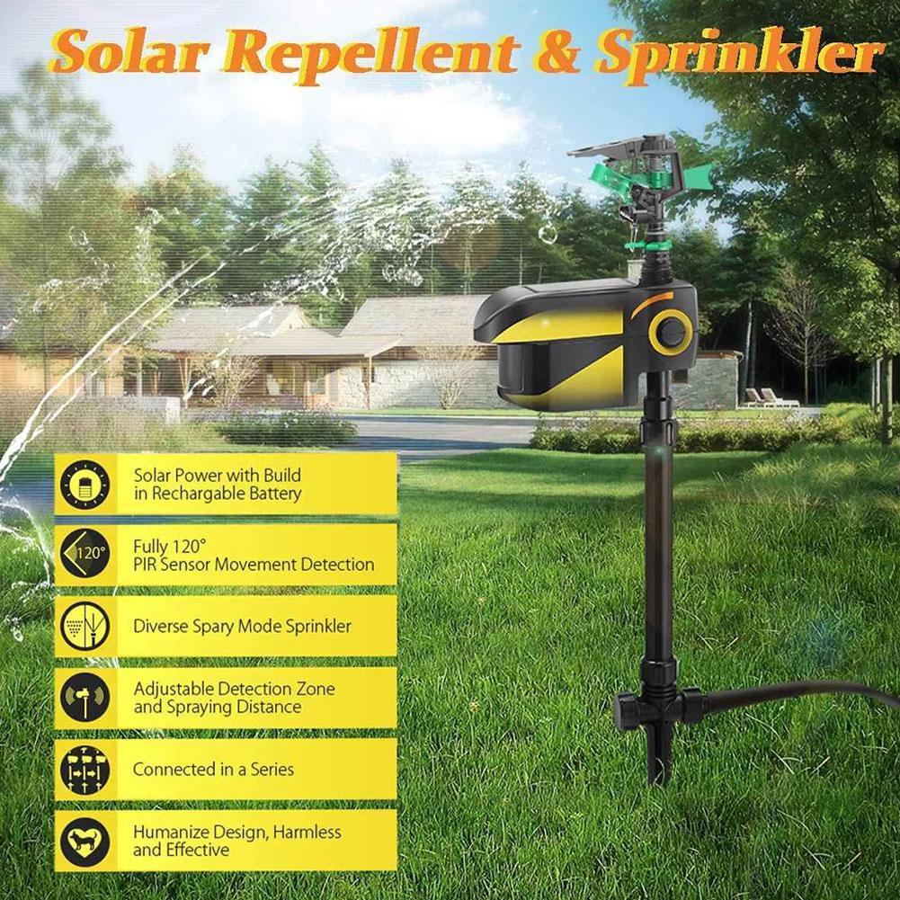 Kalsten | Motion Activated Deer Repellent Sprinkler - Solar Powered Animal Deterrent for Gardens & Lawns