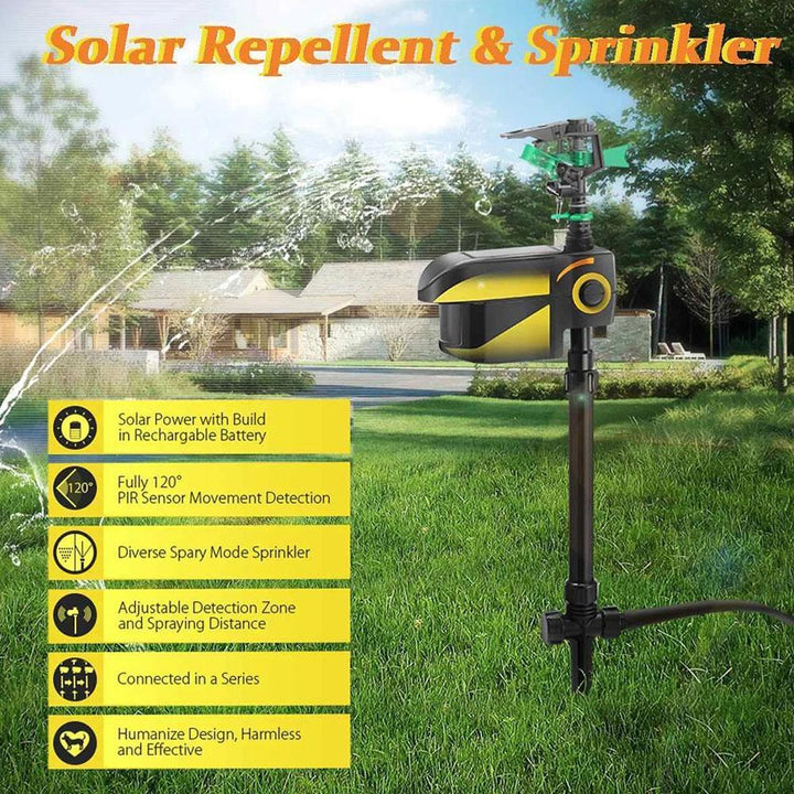 Kalsten | Motion Activated Deer Repellent Sprinkler - Solar Powered Animal Deterrent for Gardens & Lawns
