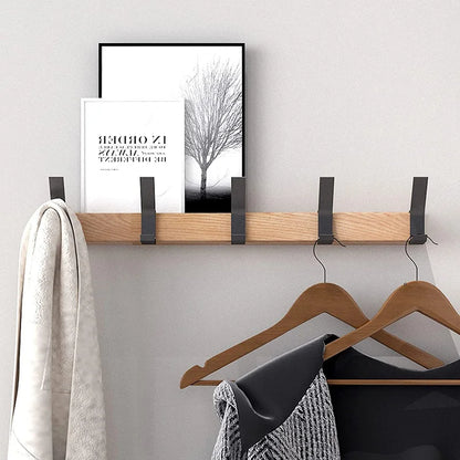 Skanto | Wall Shelf with Removable Hooks – Scandinavian Design Made of Wood Metal
