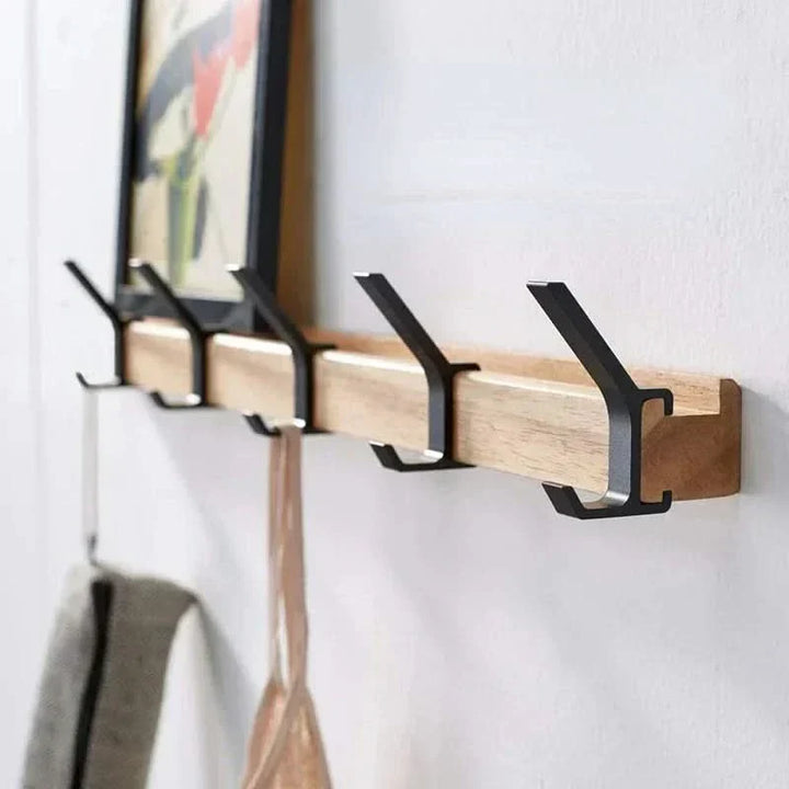 Kalsten | Nordic Wall-Mounted Coat Rack with Movable Hooks – Black