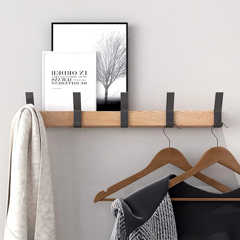 Kalsten | Nordivo Wall Wardrobe with Movable Double Hooks | Scandinavian Design | Wood & Aluminium | Space-saving & Modern