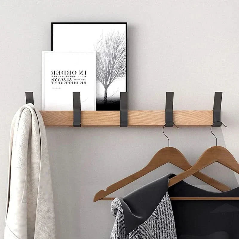 Kalsten | Nordic Wall-Mounted Coat Rack with Movable Hooks – Black