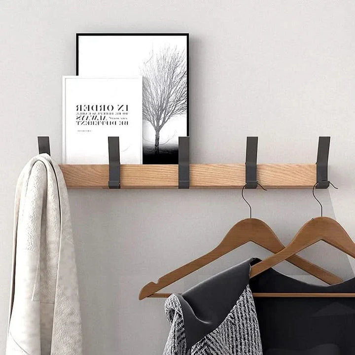 Kalsten | Nordic Wall-Mounted Coat Rack with Movable Hooks – Black