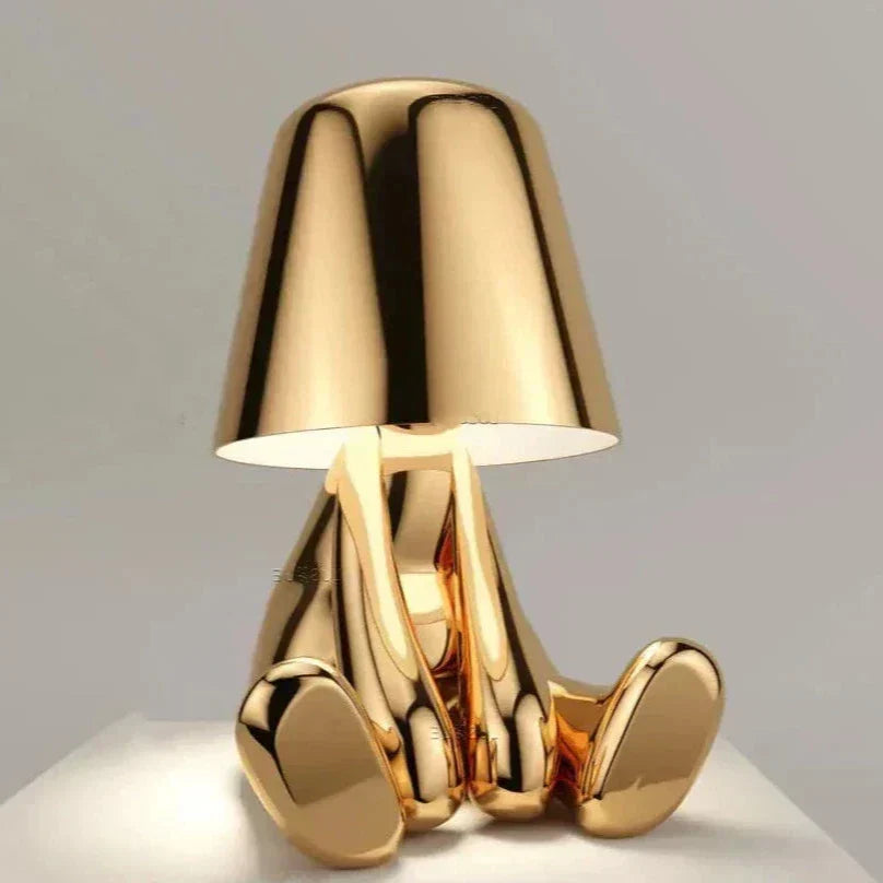 Golden Man LED Thinking Table Lamp – Playful Nightstand Lamp for Bedroom & Decor | Kalsten
