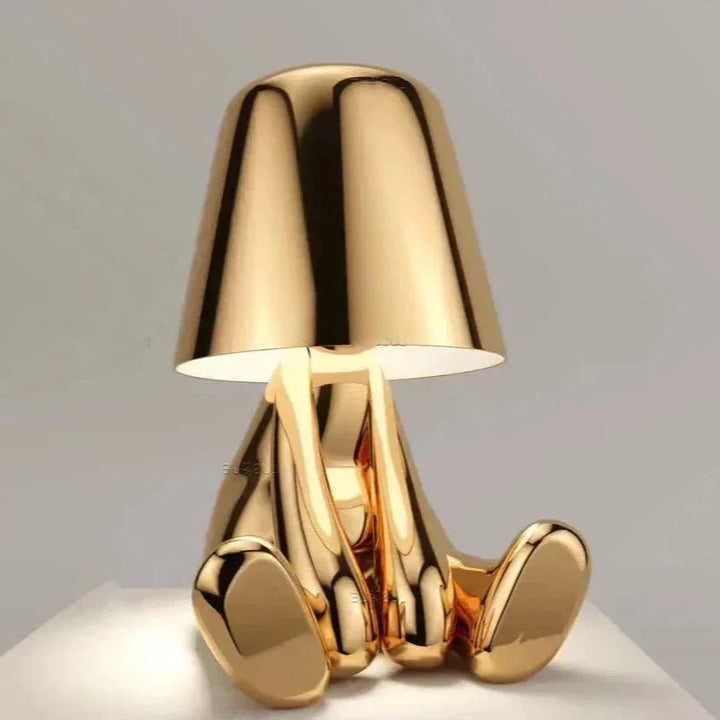 Golden Man LED Thinking Table Lamp – Playful Nightstand Lamp for Bedroom & Decor | Kalsten