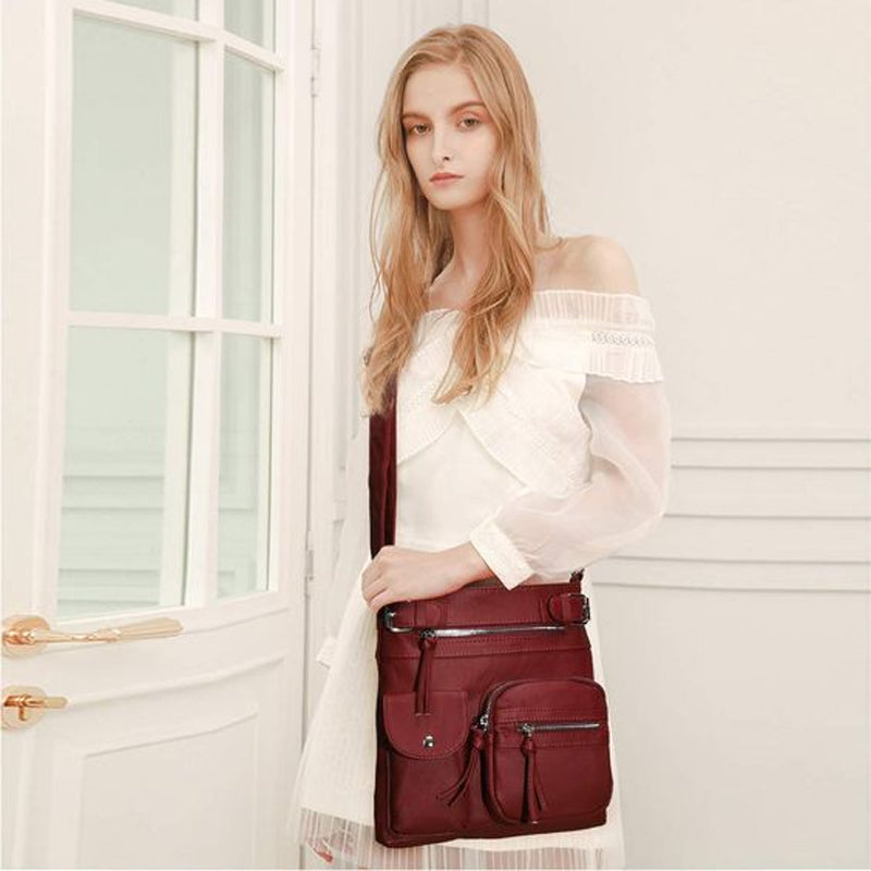 Kalsten | Multi-Pocket Soft PU Shoulder Bag