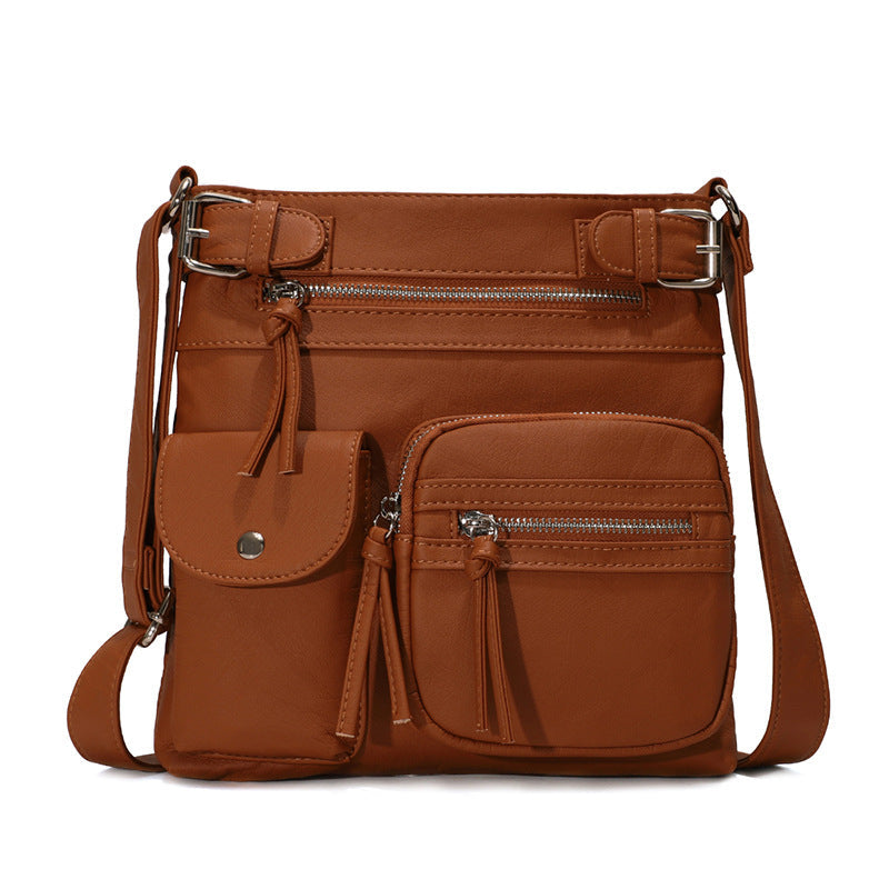 Kalsten | Multi-Pocket Soft PU Shoulder Bag