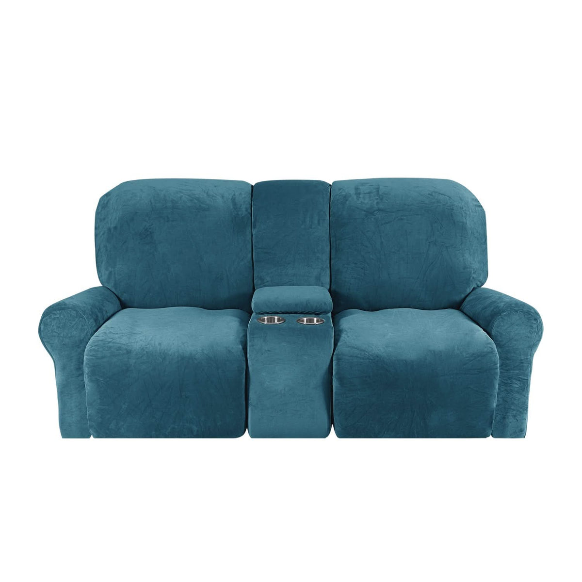 Skanto | 2-Seater Recliner Sofa Cover with Cup Holders – Velvet Plush