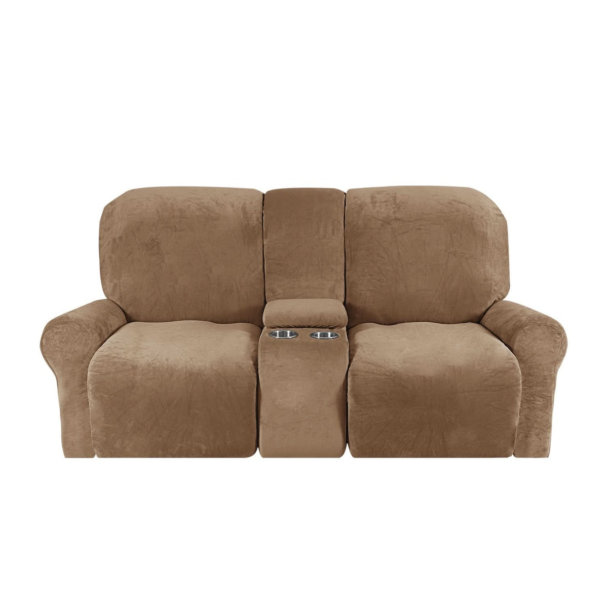 Skanto | 2-Seater Recliner Sofa Cover with Cup Holders – Velvet Plush