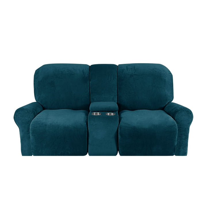 Kalsten | 2-Seater Recliner Sofa Cover with Cup Holders – Velvet Plush