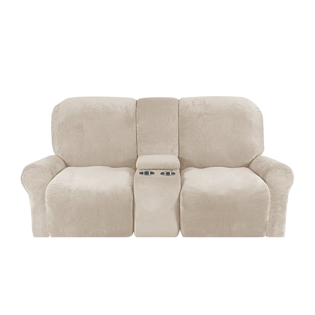 Kalsten | 2-Seater Recliner Sofa Cover with Cup Holders – Velvet Plush