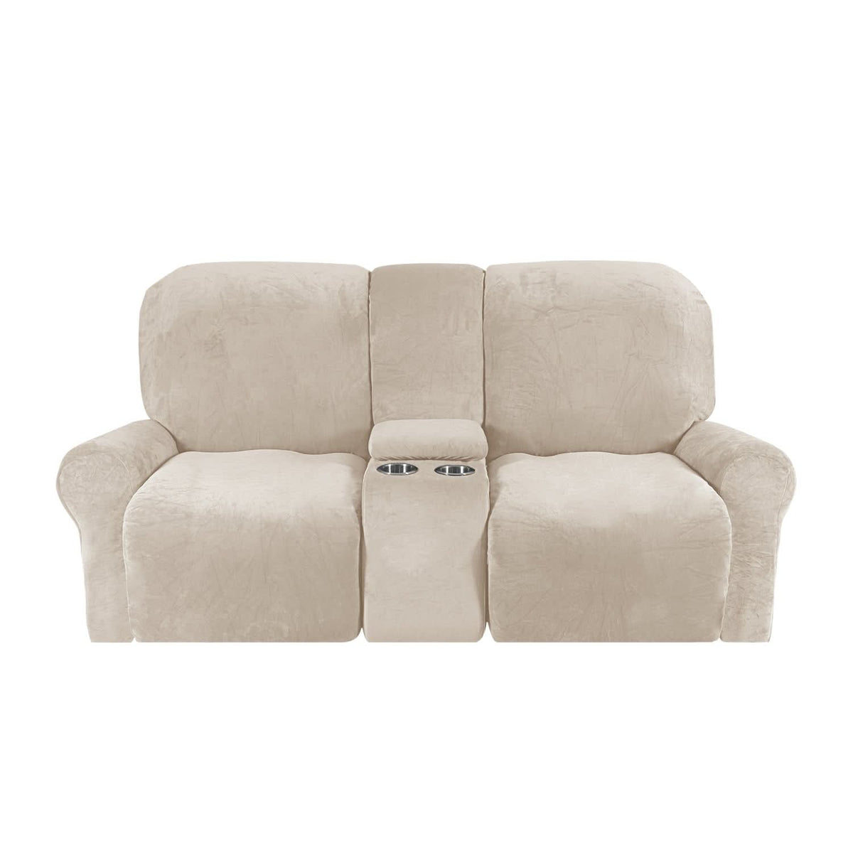 Skanto | 2-Seater Recliner Sofa Cover with Cup Holders – Velvet Plush