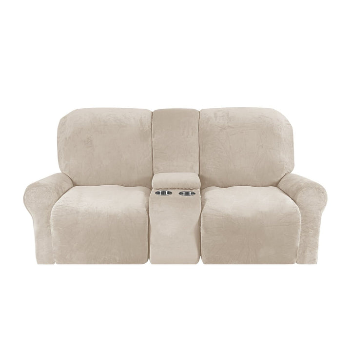 Kalsten | 2-Seater Recliner Sofa Cover with Cup Holders – Velvet Plush
