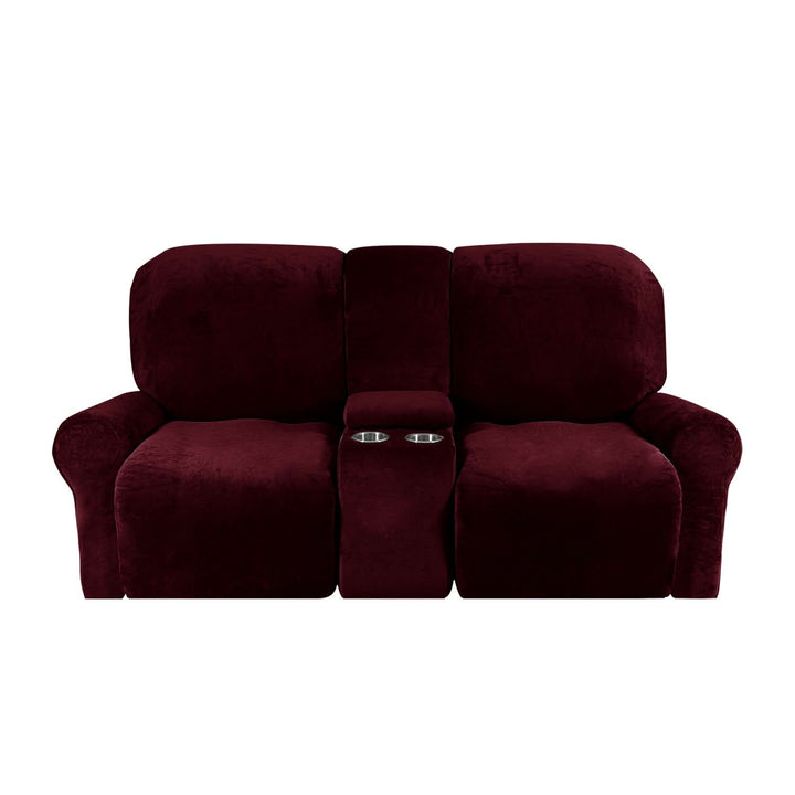 Kalsten | 2-Seater Recliner Sofa Cover with Cup Holders – Velvet Plush