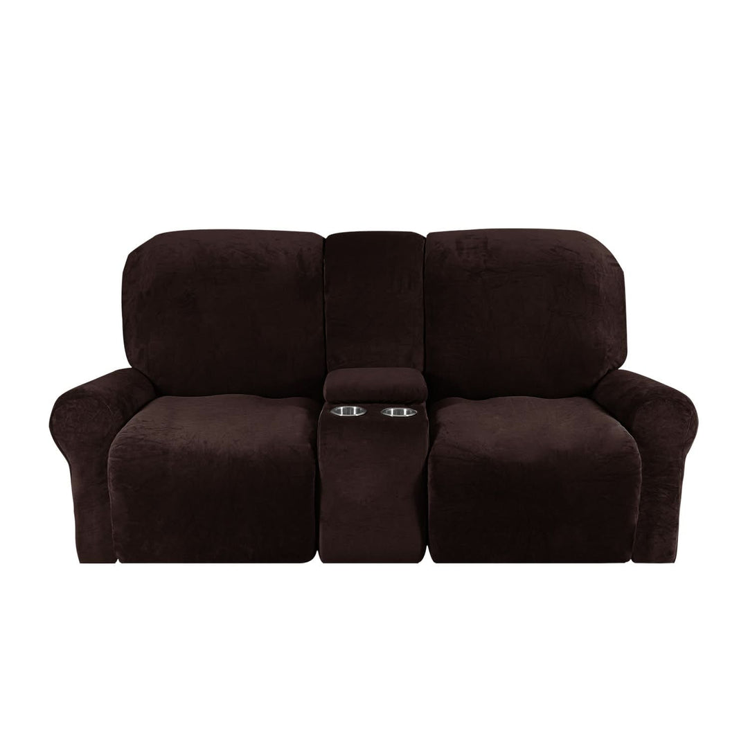 Kalsten | 2-Seater Recliner Sofa Cover with Cup Holders – Velvet Plush