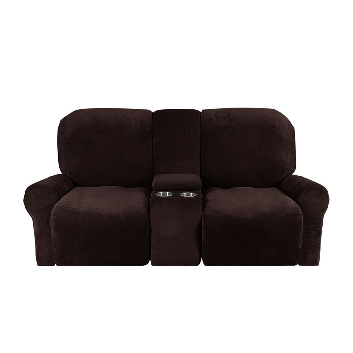 Kalsten | 2-Seater Recliner Sofa Cover with Cup Holders – Velvet Plush