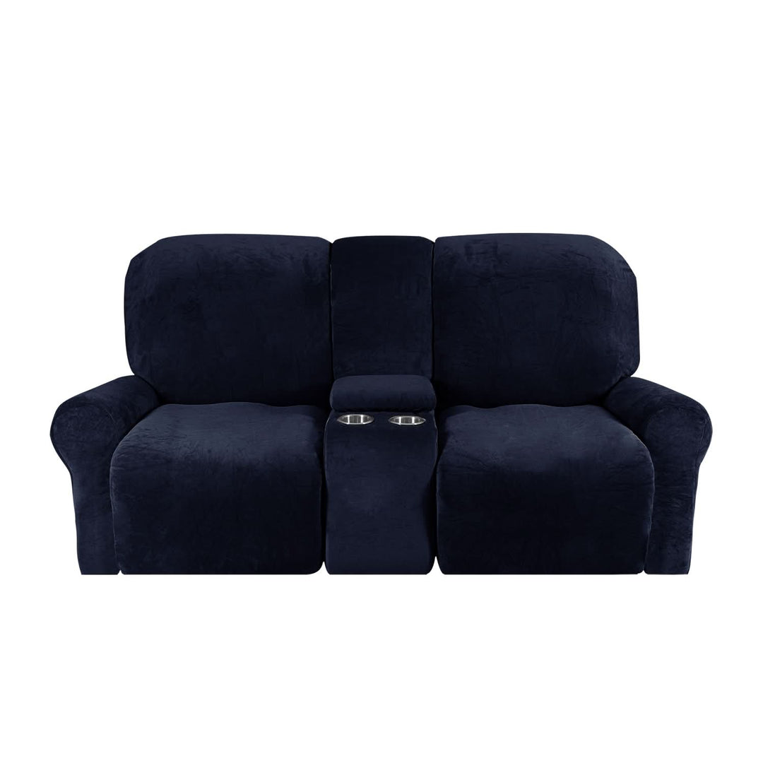 Kalsten | 2-Seater Recliner Sofa Cover with Cup Holders – Velvet Plush