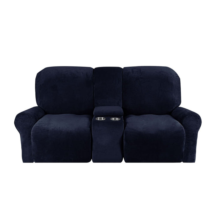 Kalsten | 2-Seater Recliner Sofa Cover with Cup Holders – Velvet Plush