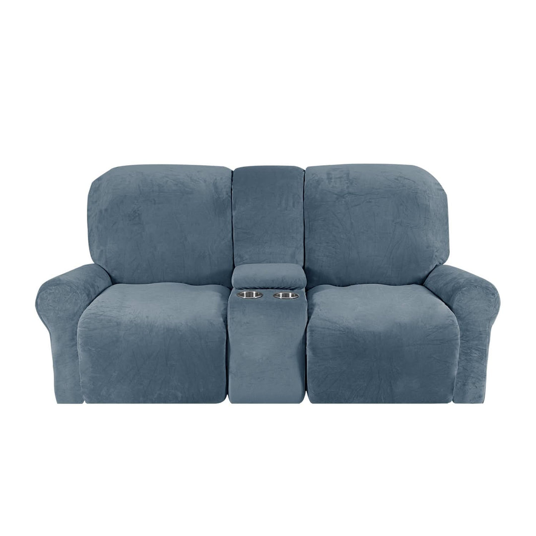 Kalsten | 2-Seater Recliner Sofa Cover with Cup Holders – Velvet Plush